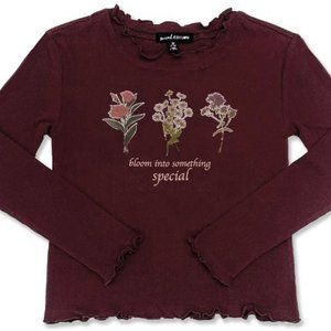 Girls Long Sleeve Lettuce Edge Ribbed Shirt
